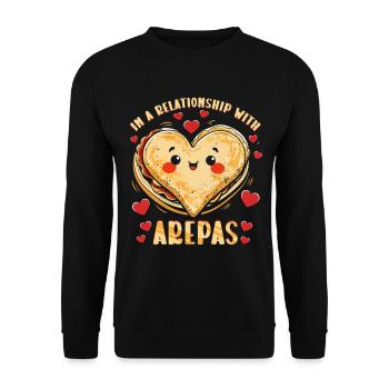 Arepa In A Relationship With Arepas - Unisex Pullover - Schwarz - Vorne - Alina (178cm) & Michal (187cm)
