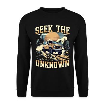 Overlanding Camping Seek The Unknown - Unisex Sweatshirt - black - Front - Alina (178cm) & Michal (187cm)