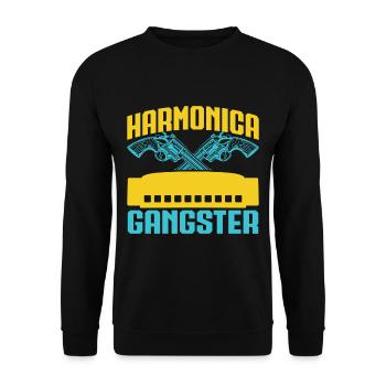 Funny Harmonica Player Gangster Harmonica - Unisex Pullover - Schwarz - Vorne - Alina (178cm) & Michal (187cm)