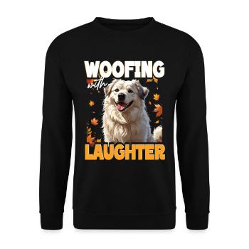Alabai Hund Woofing With Laughter - Unisex Pullover - Schwarz - Vorne - Alina (178cm) & Michal (187cm)