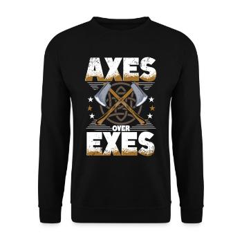 Axtwerfen Holzfäller Axes Over Exes - Unisex Pullover - Schwarz - Vorne - Alina (178cm) & Michal (187cm)