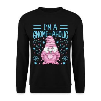 Garden Gnome Costume I ́m A Gnome-Aholic Gnome - Unisex Sweatshirt - black - Front - Alina (178cm) & Michal (187cm)