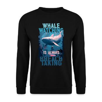 Walbeobachtung Whale Watching - Unisex Pullover - Schwarz - Vorne - Alina (178cm) & Michal (187cm)