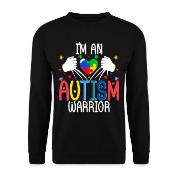Autist Autismus I'm an autism warrior - Unisex Pullover - Schwarz - Vorne - Alina (178cm) & Michal (187cm)