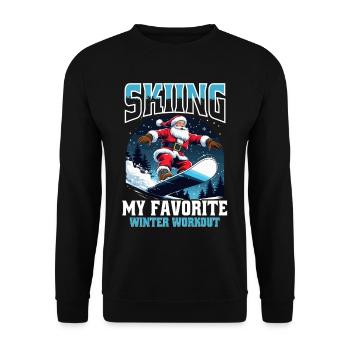 Ski Skifahrer Skiing: My favorite winter workout - Unisex Pullover - Schwarz - Vorne - Alina (178cm) & Michal (187cm)