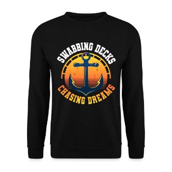 Deckhand Deckhelpers Swabbing Decks - Unisex Sweatshirt - black - Front - Alina (178cm) & Michal (187cm)