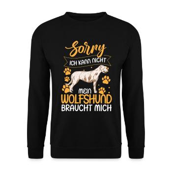 Irischer Wolfshund ich kann nicht - Unisex Pullover - Schwarz - Vorne - Alina (178cm) & Michal (187cm)