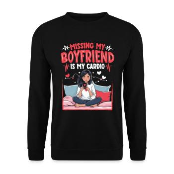 Long Distance Relationship Missing My Boyfriend Is My Cardio - Unisex Sweatshirt - black - Front - Alina (178cm) & Michal (187cm)