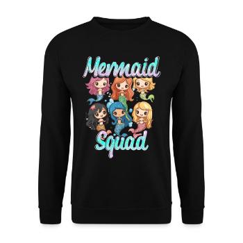 Meerjungfrau Meerjungfrauen Mermaid Squad - Unisex Pullover - Schwarz - Vorne - Alina (178cm) & Michal (187cm)