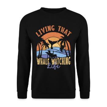 Walbeobachtung Vivre cette vie d’observation des baleines - Sweat-shirt Unisexe - noir - Devant - Alina (178cm) & Michal (187cm)