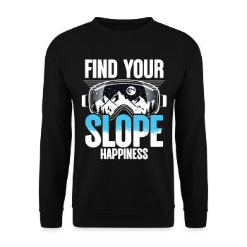 Ski Skifahrer Find your slope happiness - Unisex Pullover - Schwarz - Vorne - Alina (178cm) & Michal (187cm)
