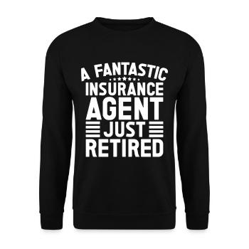 Costume d’agent d’assurance Medicare tout juste retraité - Sweat-shirt Unisexe - noir - Devant - Alina (178cm) & Michal (187cm)