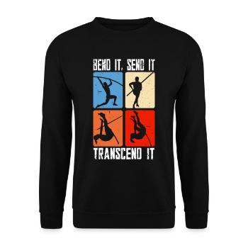 Stabhochsprung Bend it send it transcend it - Unisex Pullover - Schwarz - Vorne - Alina (178cm) & Michal (187cm)