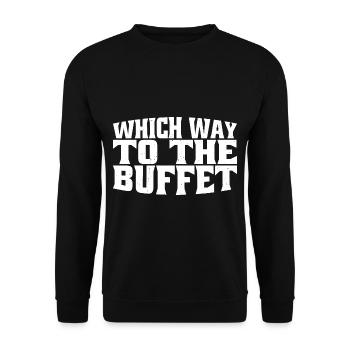 Which Way To The Buffet 29 - Unisex Pullover - Schwarz - Vorne - Alina (178cm) & Michal (187cm)