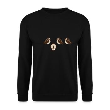 dicke Spatzen - Unisex Pullover - Schwarz - Vorne - Alina (178cm) & Michal (187cm)