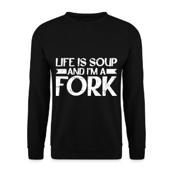 Life Is Soup And I'm A Fork 6 - Unisex Sweatshirt - black - Front - Alina (178cm) & Michal (187cm)