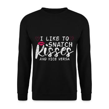 I Like To Snatch Kisses And Vice Versa 3 - Unisex Sweatshirt - black - Front - Alina (178cm) & Michal (187cm)