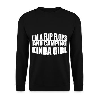 Je suis une Flip Flops Et Camping Kinda Girl 4 - Sweat-shirt Unisexe - noir - Devant - Alina (178cm) & Michal (187cm)