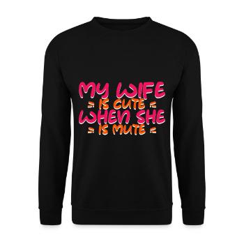 My Wife Is Cute When She Is Mute 2 - Unisex Sweatshirt - black - Front - Alina (178cm) & Michal (187cm)