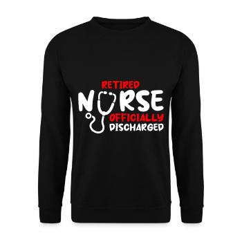 Retired Nurse Officially Discharged 2 - Unisex Pullover - Schwarz - Vorne - Alina (178cm) & Michal (187cm)