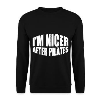 I'm Nicer After Pilates 4 - Unisex Pullover - Schwarz - Vorne - Alina (178cm) & Michal (187cm)