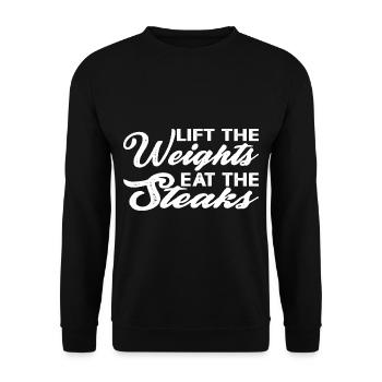 Lift The Weights, Eat The Steaks 9 - Unisex Sweatshirt - black - Front - Alina (178cm) & Michal (187cm)