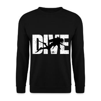 Dive Taucher Typografie Tauchen Geschenk - Unisex Pullover - Schwarz - Vorne - Alina (178cm) & Michal (187cm)