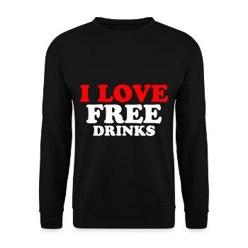 I Love Free Drinks 2 - Unisex Pullover - Schwarz - Vorne - Alina (178cm) & Michal (187cm)