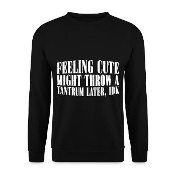 Feeling Cute, Might Throw A Tantrum Later, Idk 26 - Unisex Pullover - Schwarz - Vorne - Alina (178cm) & Michal (187cm)