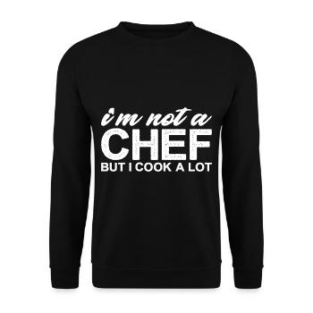 I'm Not A Chef But I Cook A Lot 3 - Unisex Pullover - Schwarz - Vorne - Alina (178cm) & Michal (187cm)