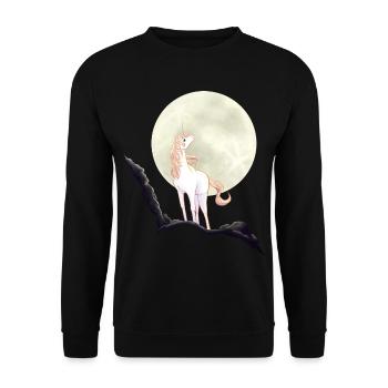 Einhorn vor Mond - Unisex Pullover - Schwarz - Vorne - Alina (178cm) & Michal (187cm)