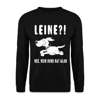Leash - Nee my dog has Wi-Fi - Dogs - Gift - Unisex Sweatshirt - black - Front - Alina (178cm) & Michal (187cm)
