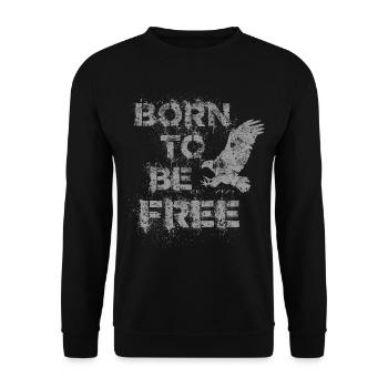 Born to be free Freiheit Adler Motorradfahrer wild - Unisex Pullover - Schwarz - Vorne - Alina (178cm) & Michal (187cm)
