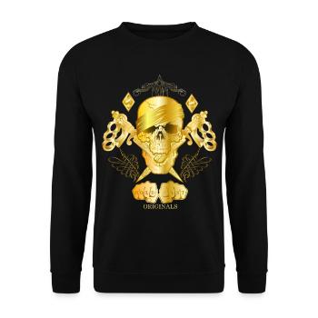 Tenez les FAST ORIGINALS Faster Skull Gold - Sweat-shirt Unisexe - noir - Devant - Alina (178cm) & Michal (187cm)