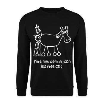 färt mit dem arsch ins gesicht, färt, cooles Pferd - Unisex Pullover - Schwarz - Vorne - Alina (178cm) & Michal (187cm)