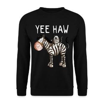 Yee Haw Zebra - Zebras - Katze - Katzen - Geschenk - Unisex Pullover - Schwarz - Vorne - Alina (178cm) & Michal (187cm)