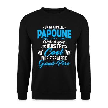 Papoune trop Cool Cadeau Fête des Grands-Pères - Sweat-shirt Unisexe - noir - Devant - Alina (178cm) & Michal (187cm)
