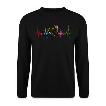 Fasching Karneval Fastnacht Konfetti Herzschlag - Unisex Pullover - Schwarz - Vorne - Alina (178cm) & Michal (187cm)