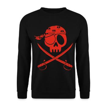 Red pirate skull - Unisex Sweatshirt - black - Front - Alina (178cm) & Michal (187cm)
