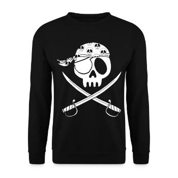 White pirate skull - Unisex Sweatshirt - black - Front - Alina (178cm) & Michal (187cm)