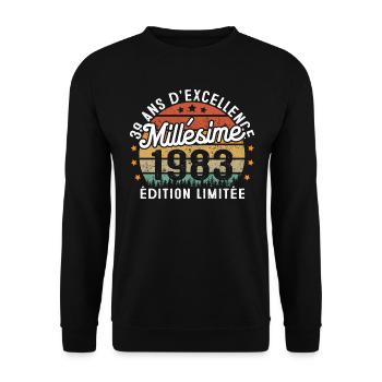 Cadeau d'anniversaire 39 Ans Millésime 1983 - Sweat-shirt Unisexe - noir - Devant - Alina (178cm) & Michal (187cm)