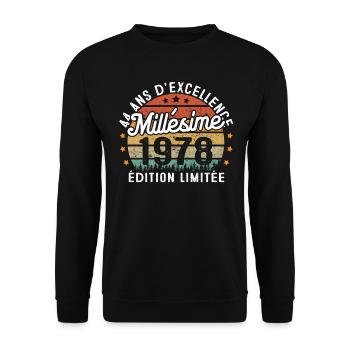 Cadeau d'anniversaire 44 Ans Millésime 1978 - Sweat-shirt Unisexe - noir - Devant - Alina (178cm) & Michal (187cm)