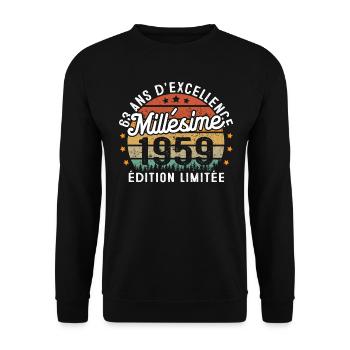 Cadeau d'anniversaire 63 Ans Millésime 1959 - Sweat-shirt Unisexe - noir - Devant - Alina (178cm) & Michal (187cm)