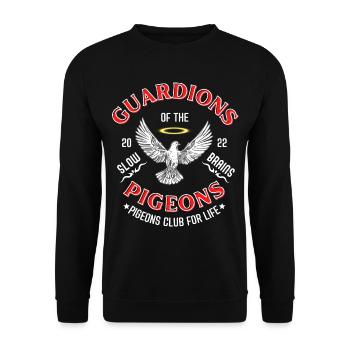 Guardian of the Pigeons T Shirt Design - Unisex Sweatshirt - black - Front - Alina (178cm) & Michal (187cm)