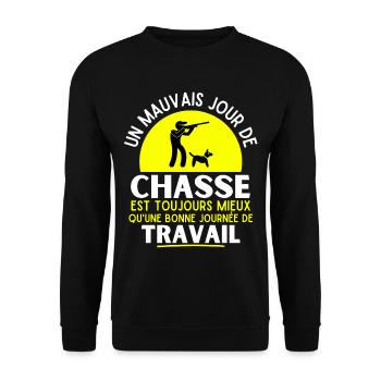 chasse, chasseur, fan de chasse - Sweat-shirt Unisexe - noir - Devant - Alina (178cm) & Michal (187cm)