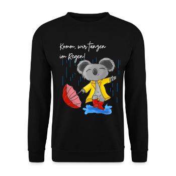 Niedlicher Koala mit Regenschirm - Unisex Pullover - Schwarz - Vorne - Alina (178cm) & Michal (187cm)