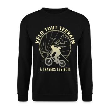 Vélo tout terrain à travers les bois - Sweat-shirt Unisexe - noir - Devant - Alina (178cm) & Michal (187cm)