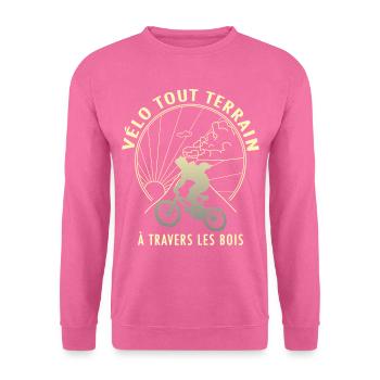 Vélo tout terrain à travers les bois - Sweat-shirt Unisexe - rose - Devant