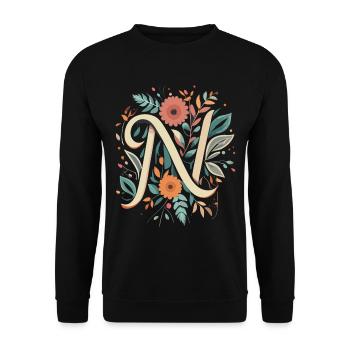 N typography floral - Unisex Sweatshirt - black - Front - Alina (178cm) & Michal (187cm)
