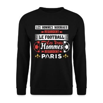 les vrais hommes regardent paris mon club de foot - Sweat-shirt Unisexe - noir - Devant - Alina (178cm) & Michal (187cm)